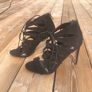 Black lace up heels